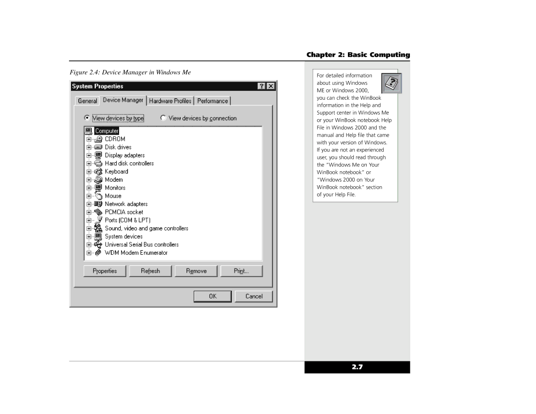 Winbook X2 manual Device Manager in Windows Me 