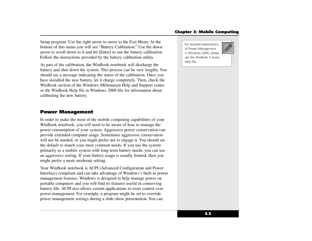 Winbook X2 manual Power Management 