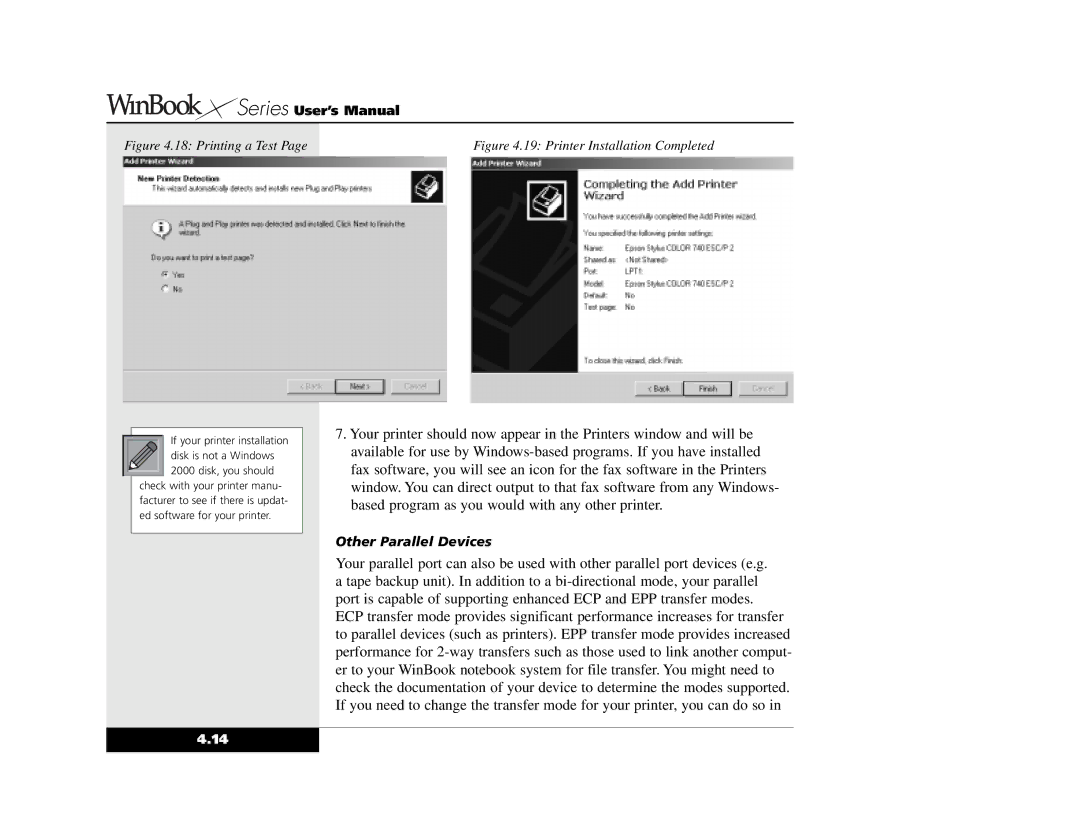 Winbook X2 manual Other Parallel Devices 