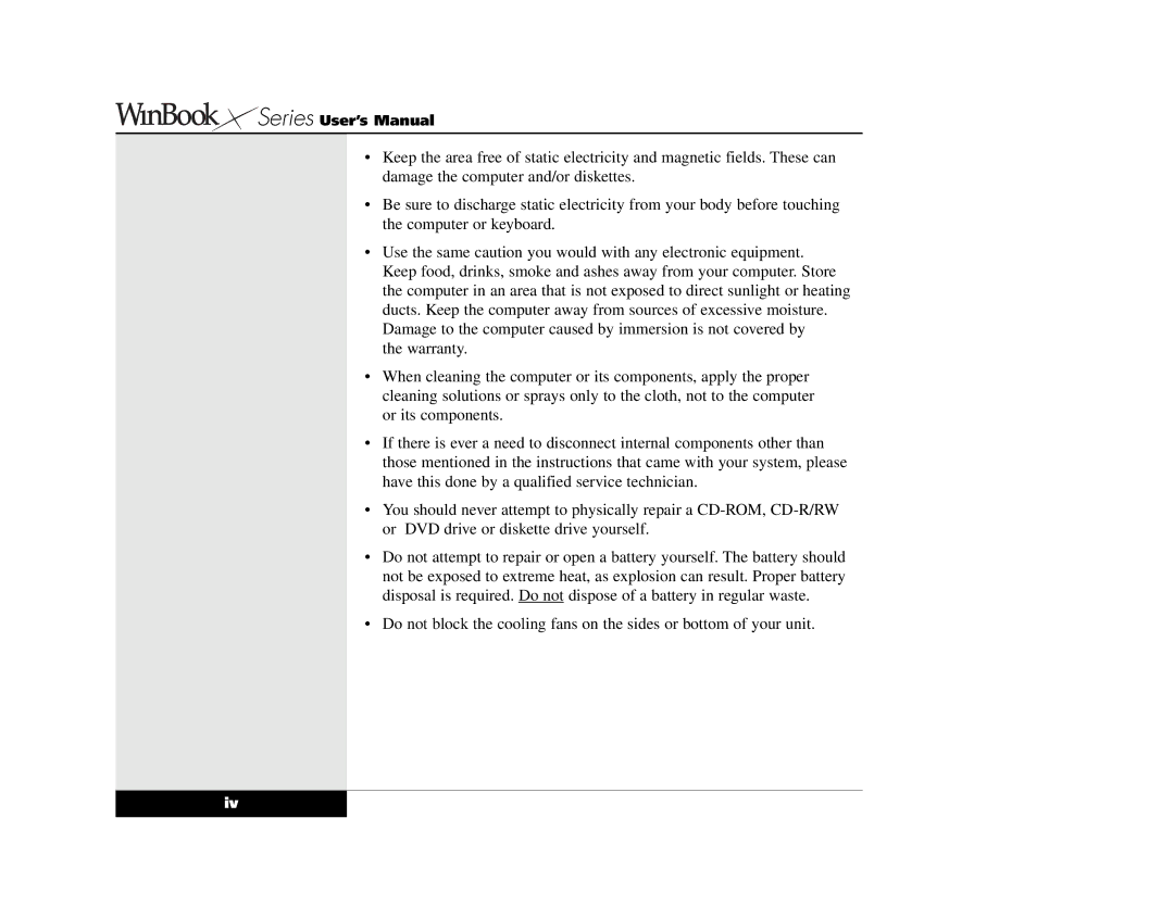 Winbook X2 manual Series User’s Manual 