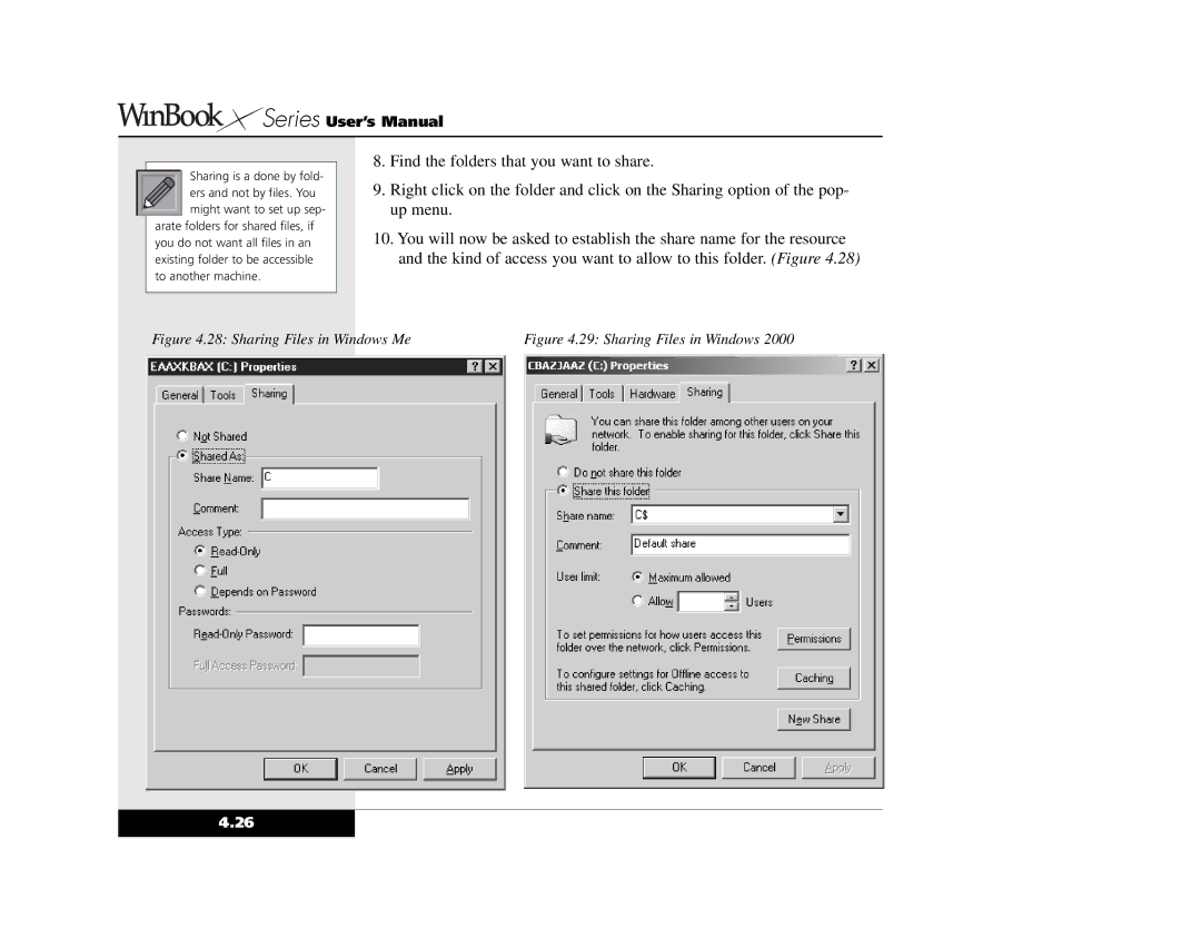 Winbook X2 manual Sharing Files in Windows Me 