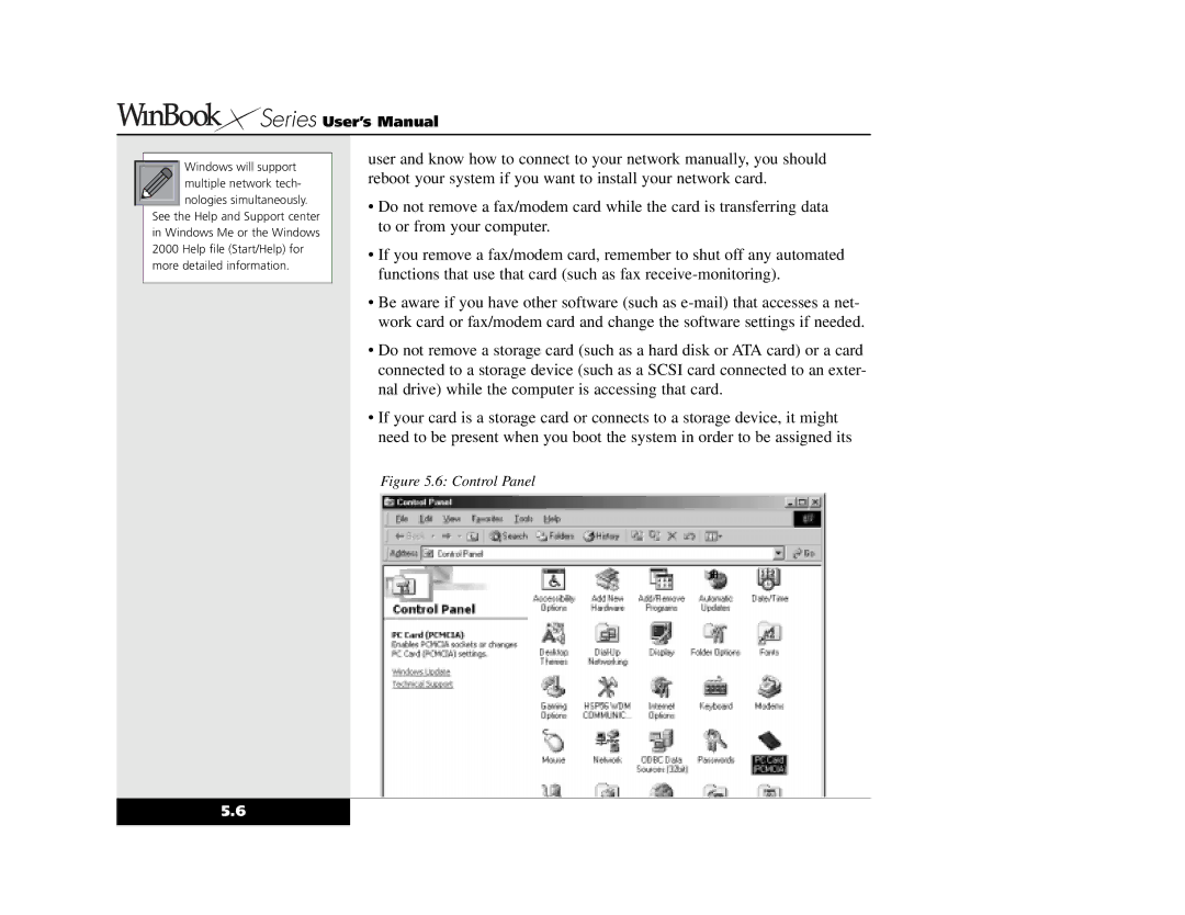 Winbook X2 manual Control Panel 