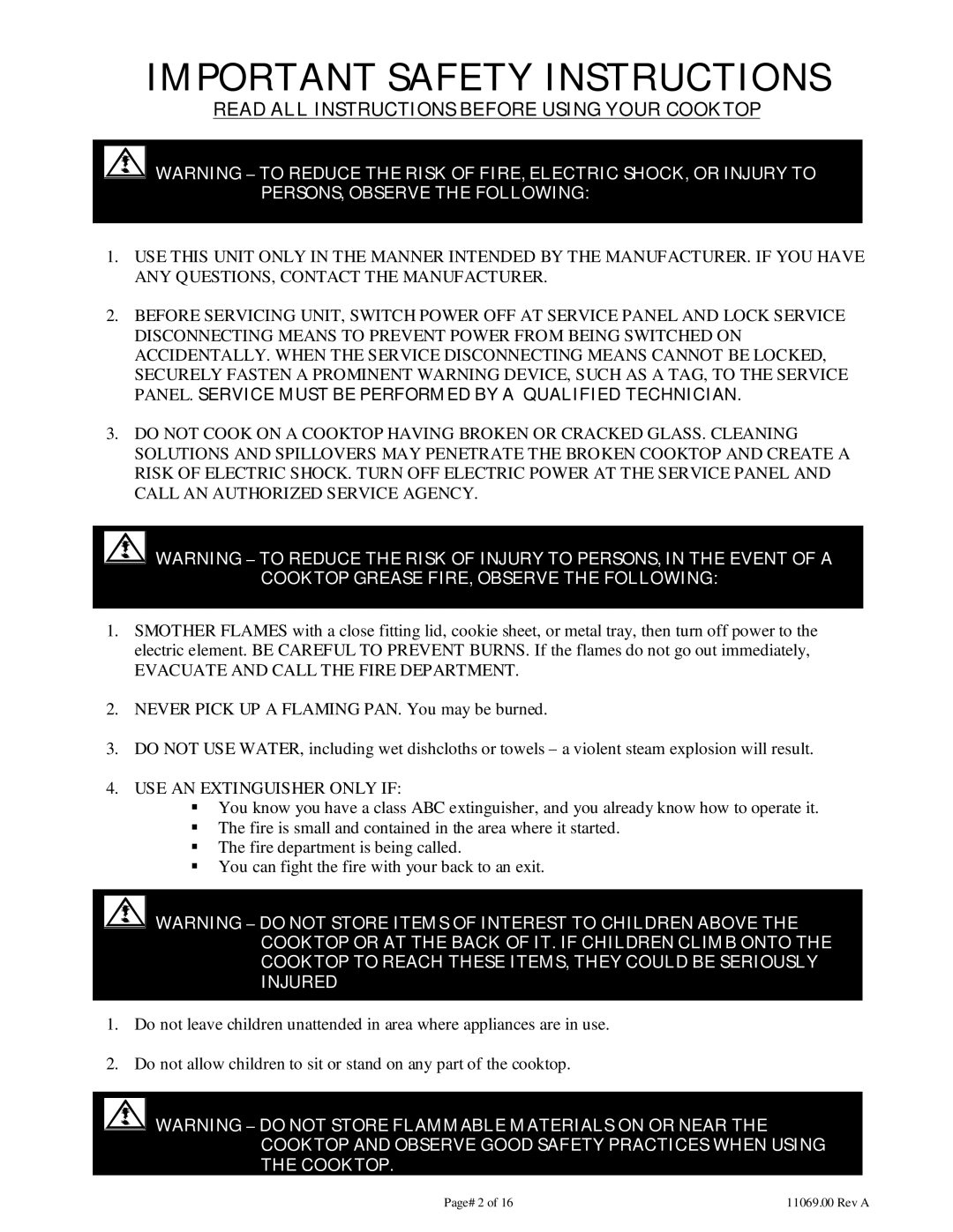 Wind Crest CTI365D, CTI304D manual Important Safety Instructions 