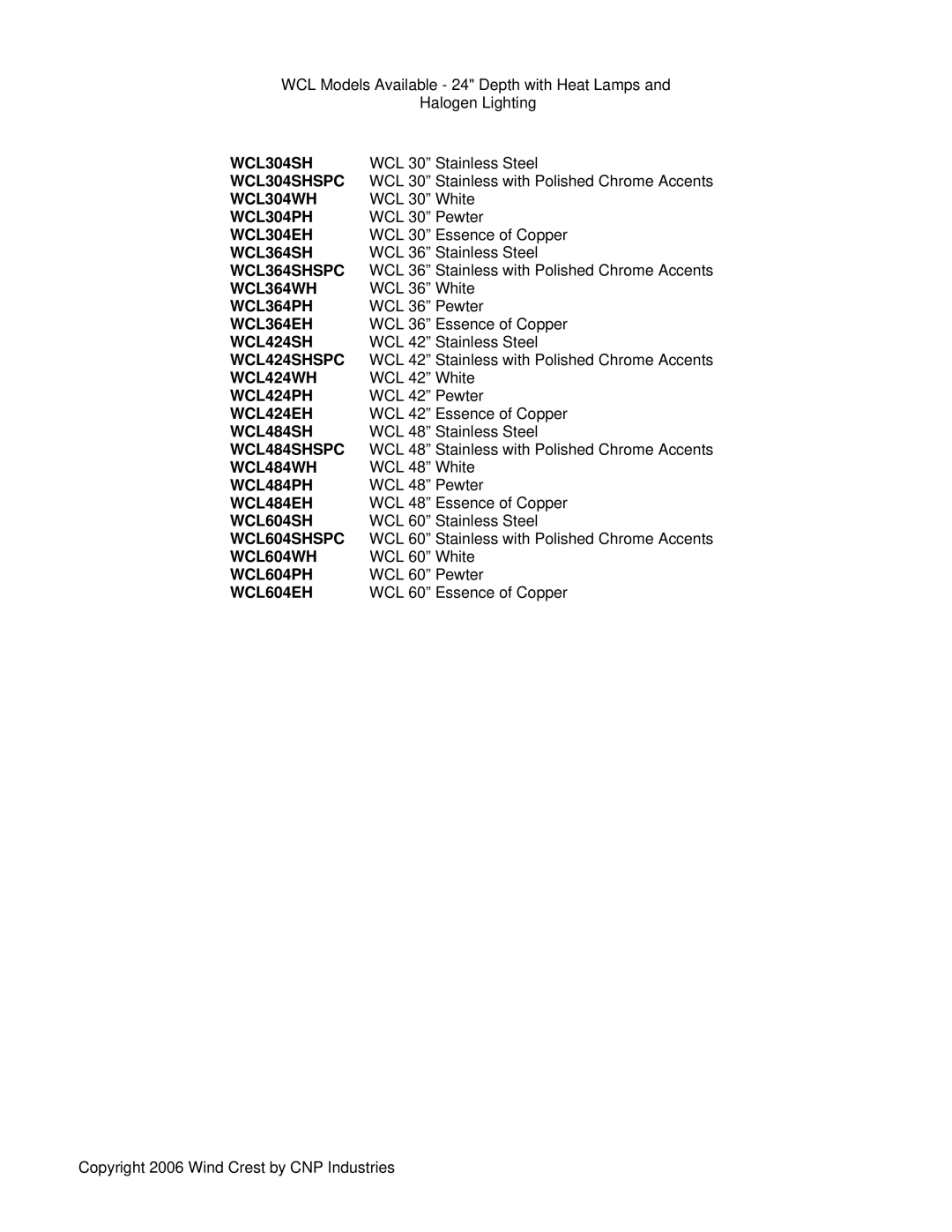 Wind Crest WCL484SHSPC installation instructions WCL304SH 