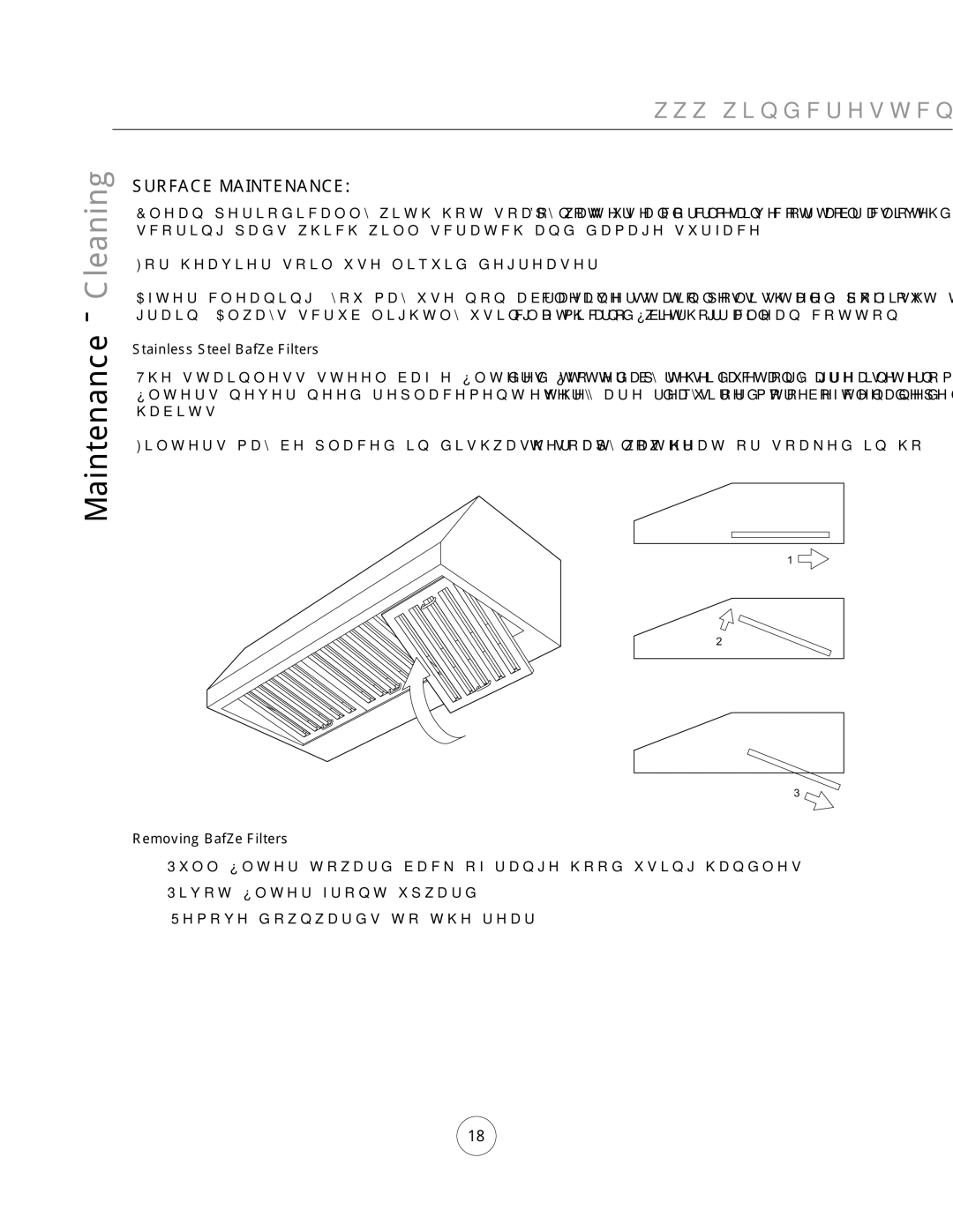 Wind Crest WSB362S, WCB302S, WSB302S, WCB362S manual 685$&0$,171$1&, 6WDLQOHVV6WHHO%DIÀHLOWHUV, 5HPRYLQJ%DIÀHLOWHUV 