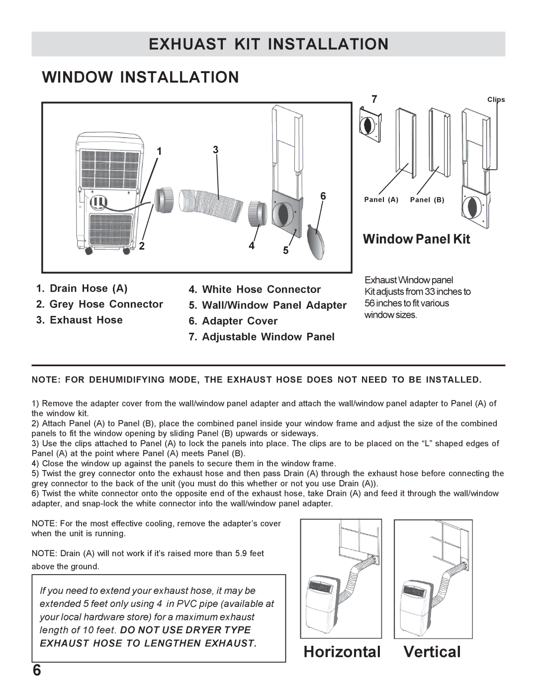 WindChaser Products PACR12 instruction manual Exhuast KIT Installation Window Installation, Window Panel Kit 