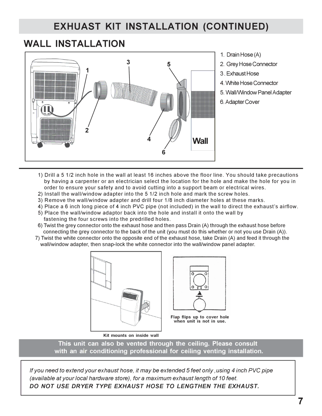 WindChaser Products PACR12 instruction manual Exhuast KIT Installation Wall Installation, 4Wall 