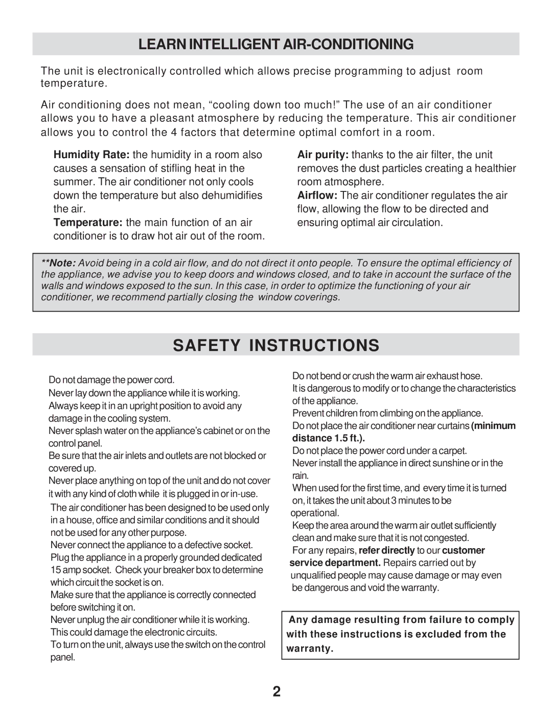 WindChaser Products PACR9S manual Safety Instructions, Learn Intelligent AIR-CONDITIONING 