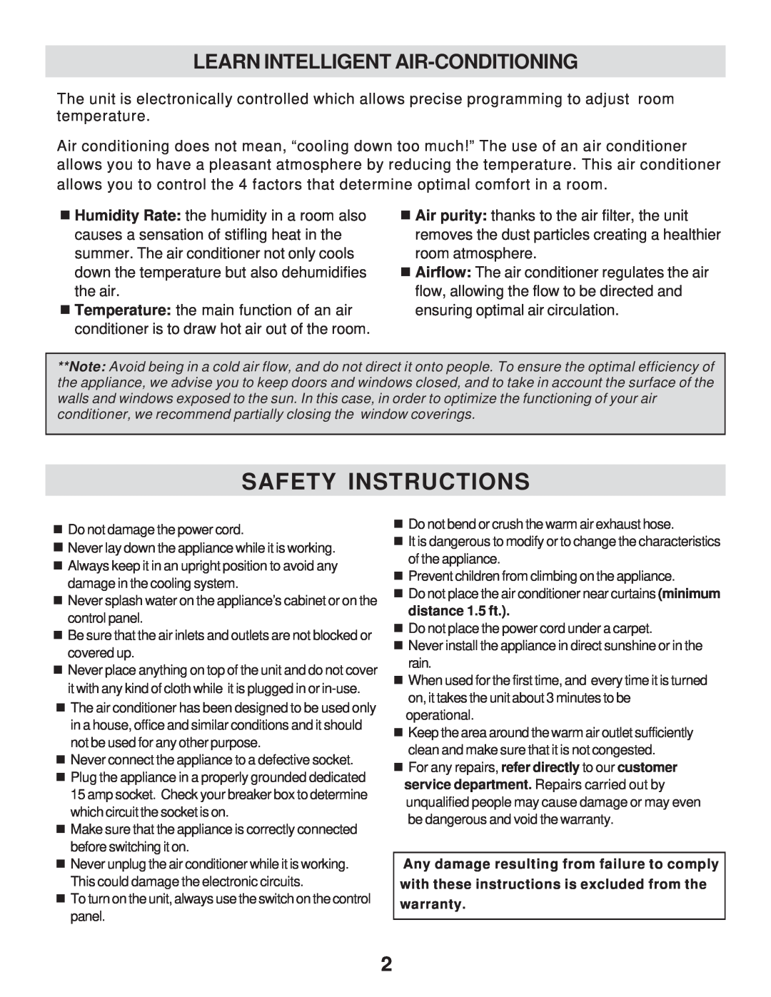 WindChaser Products PACR9S manual Safety Instructions, Learn Intelligent Air-Conditioning 