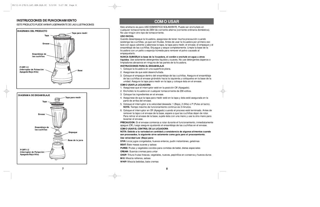 Windmere HA-3206 Como Usar, Instrucciones De Funcionamiento, Diagrama Del Producto, Diagrama De Ensamblaje, Uso Inicial 