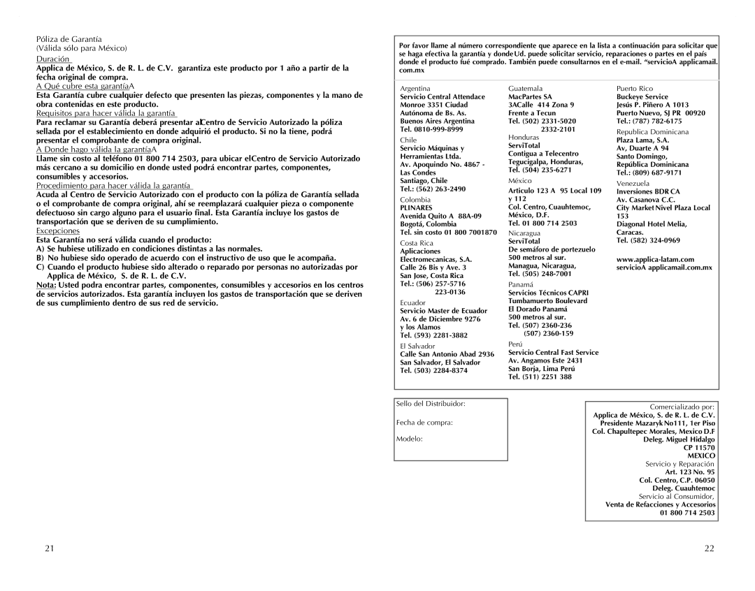 Windmere I-210 manual Duración 