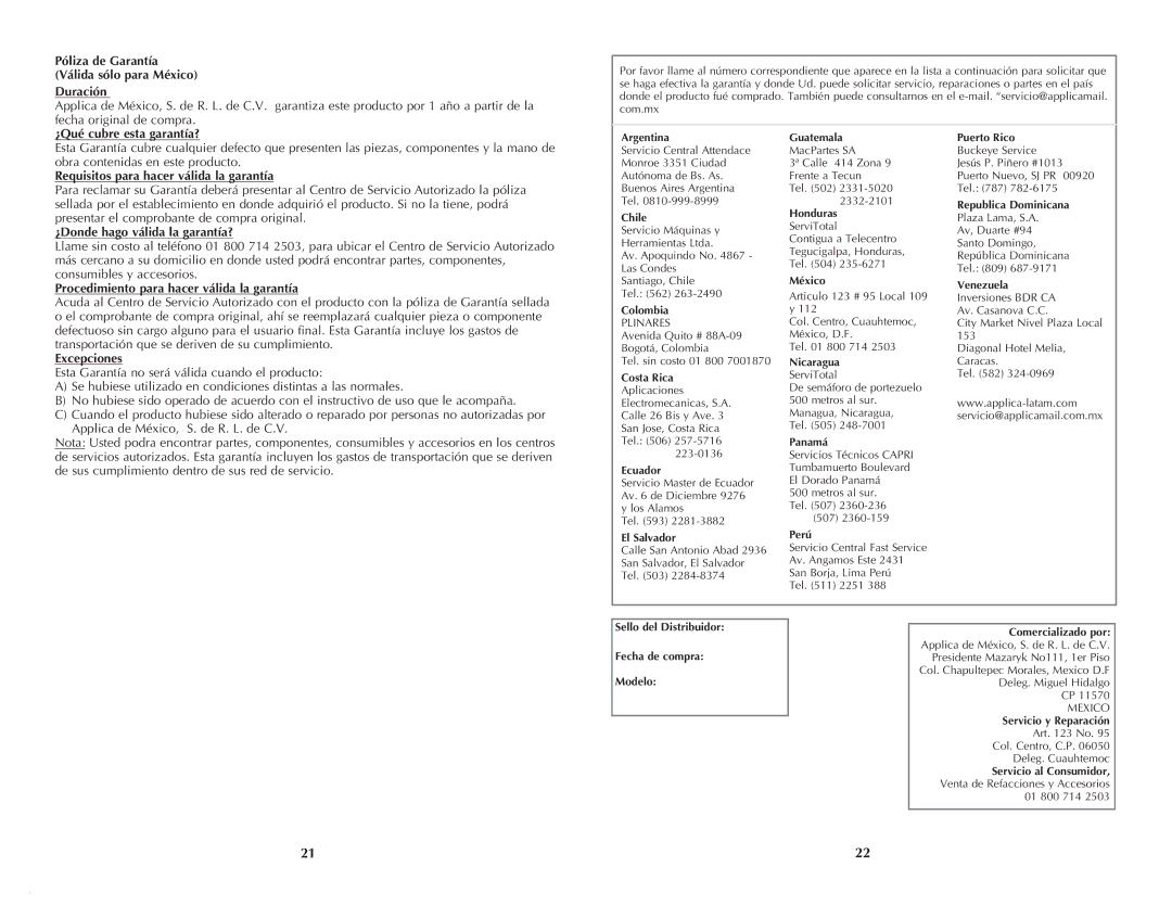 Windmere I-335 manual Duración 