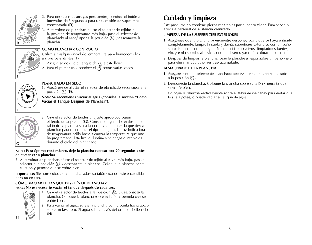 Windmere I-335 manual Cuidado y limpieza 