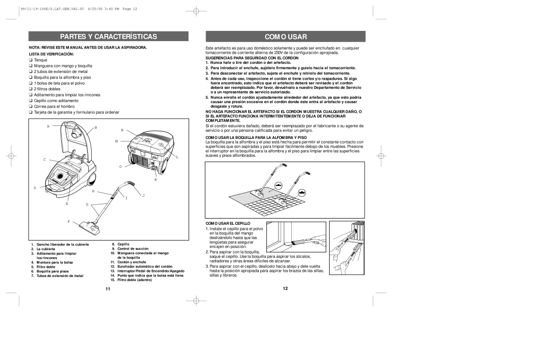 Windmere V1000 manual Partes Y Características, Como Usar 