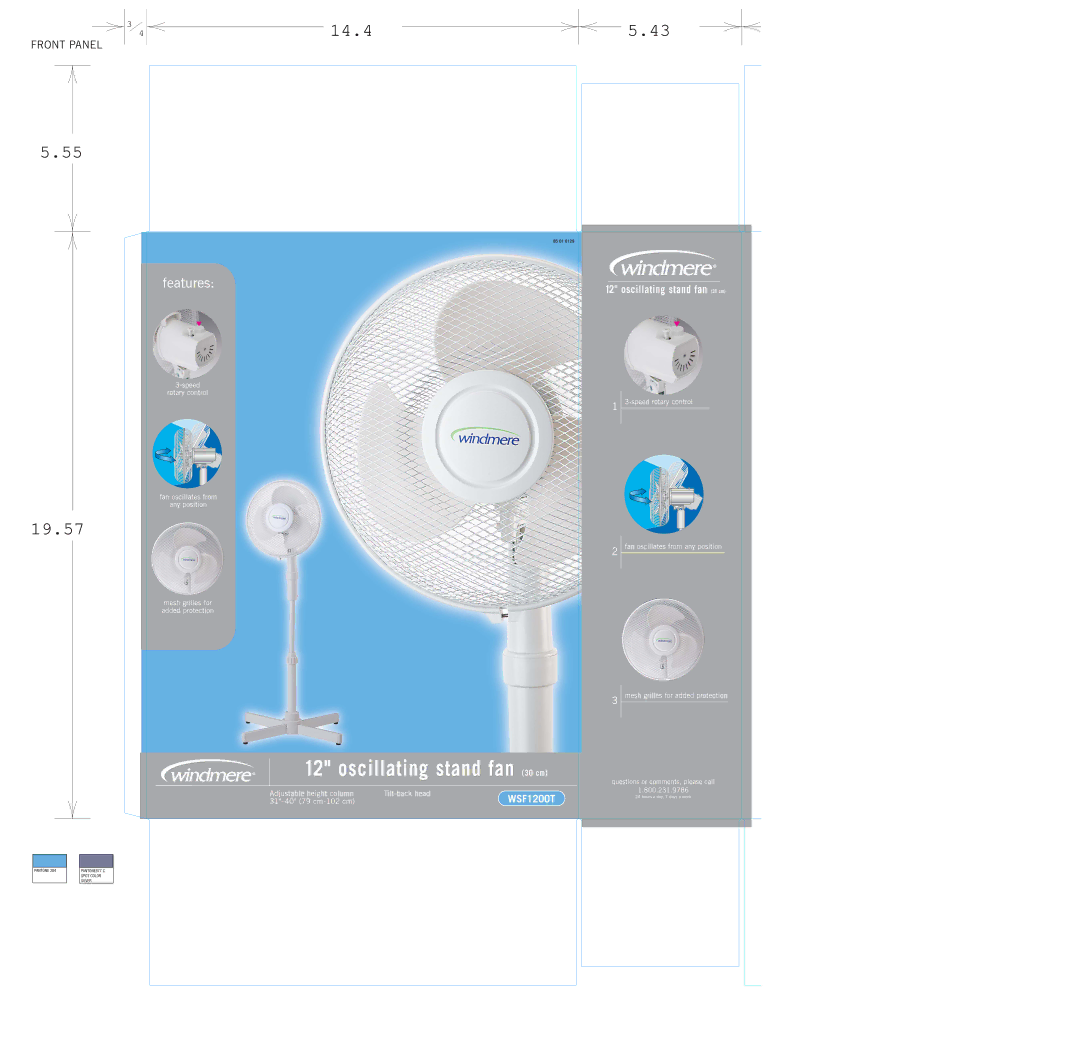 Windmere WSF1200T warranty Pantone 