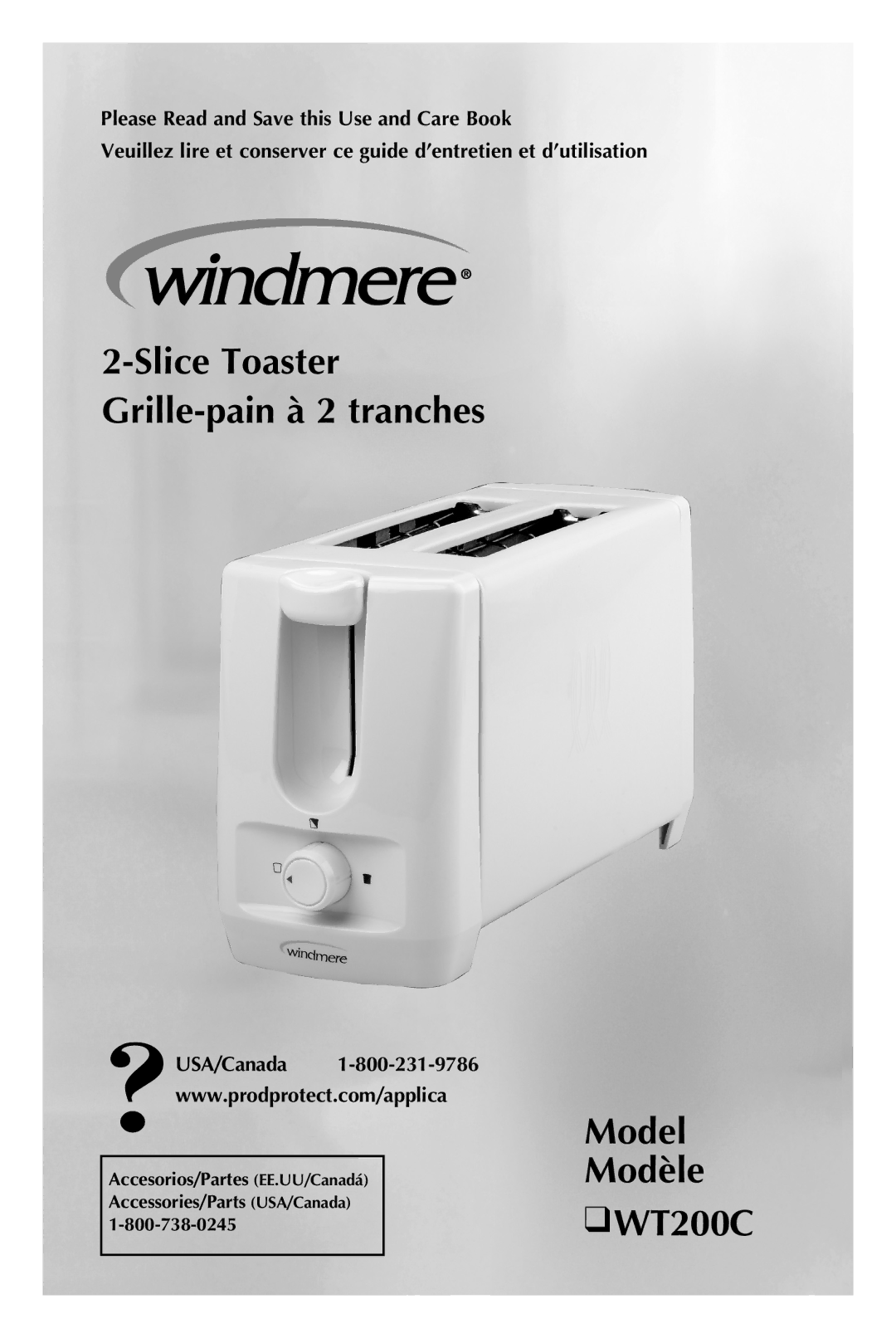 Windmere manual Model Modèle WT200C, USA/Canada 