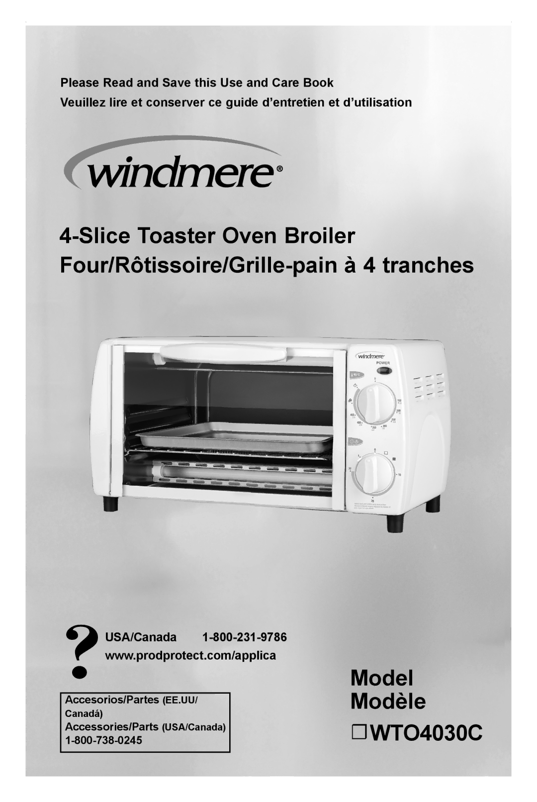 Windmere manual Model Modèle WTO4030C, USA/Canada 