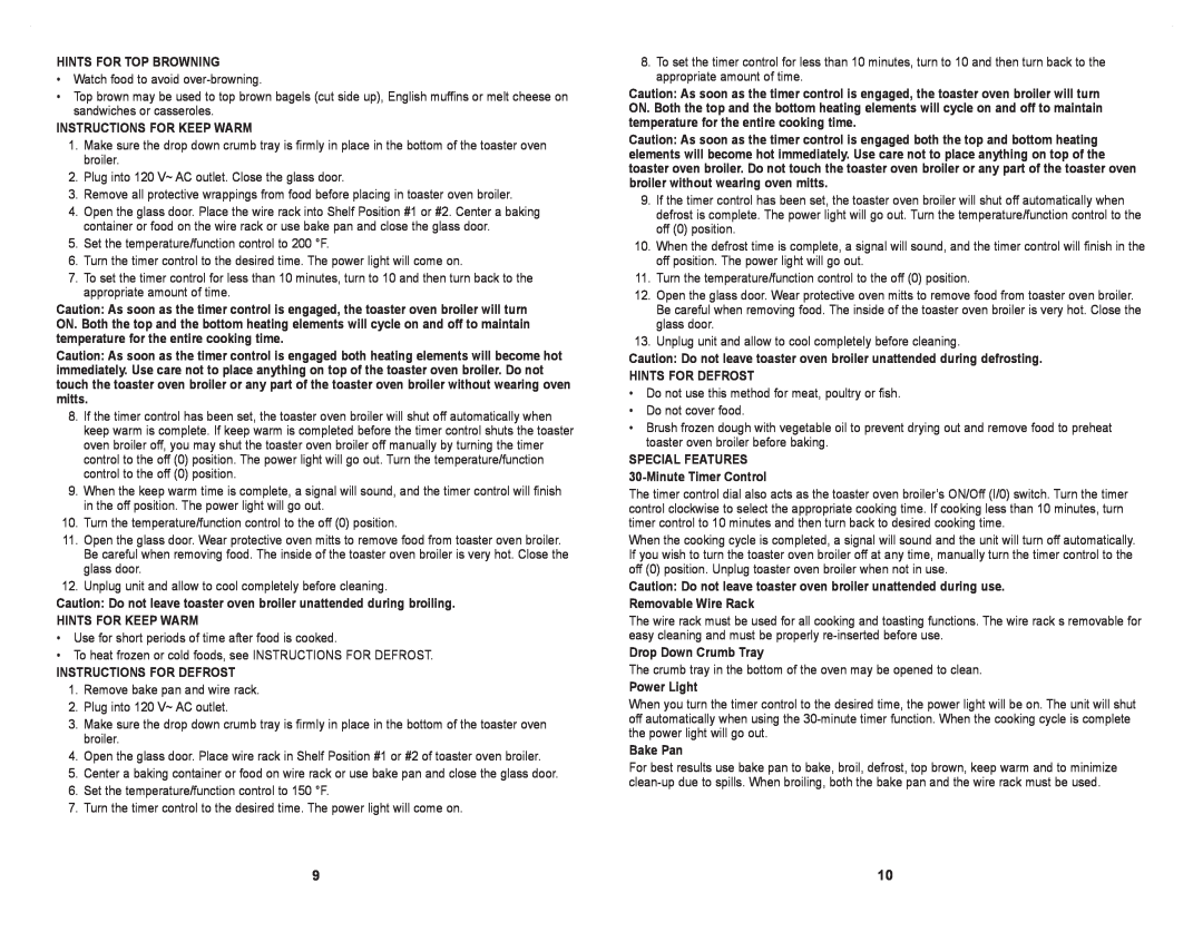 Windmere WTO4030C manual 
