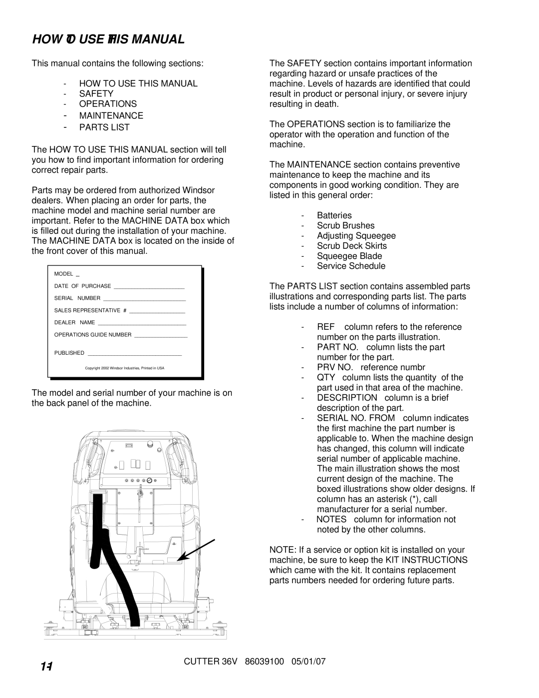 Windsor 10052400, SCX326 manual HOW to USE this Manual, Model 