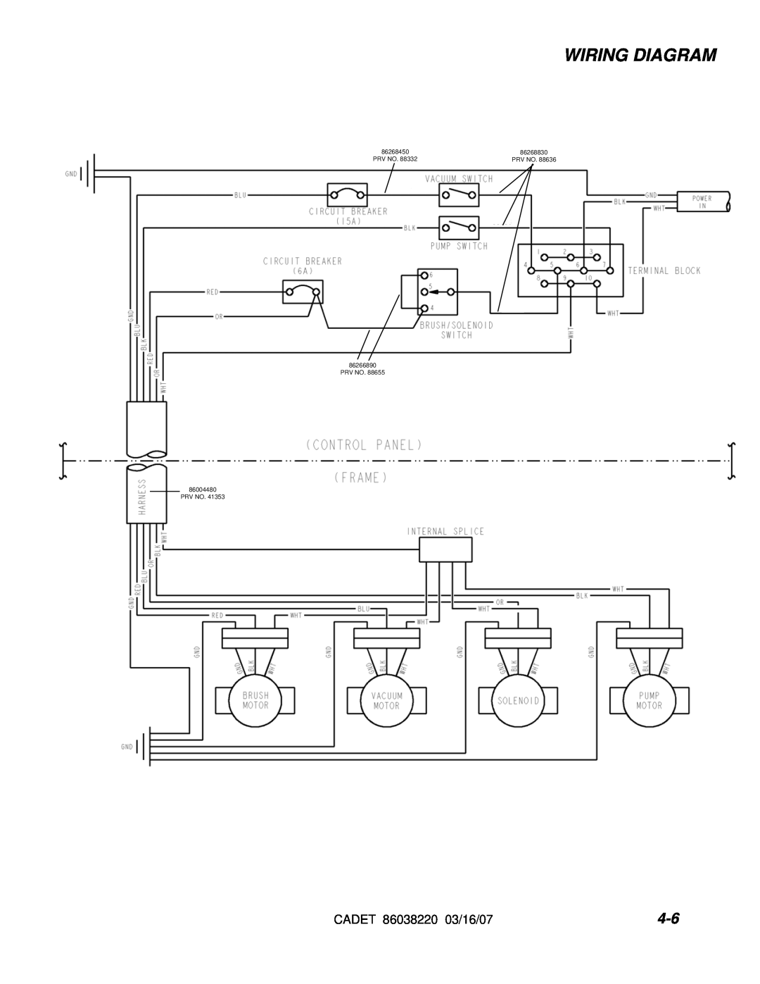 Windsor CDT7, 10080220 manual Wiring Diagram, 86268450, 86268830, PRV NO. 86004480 PRV NO, Prv No 