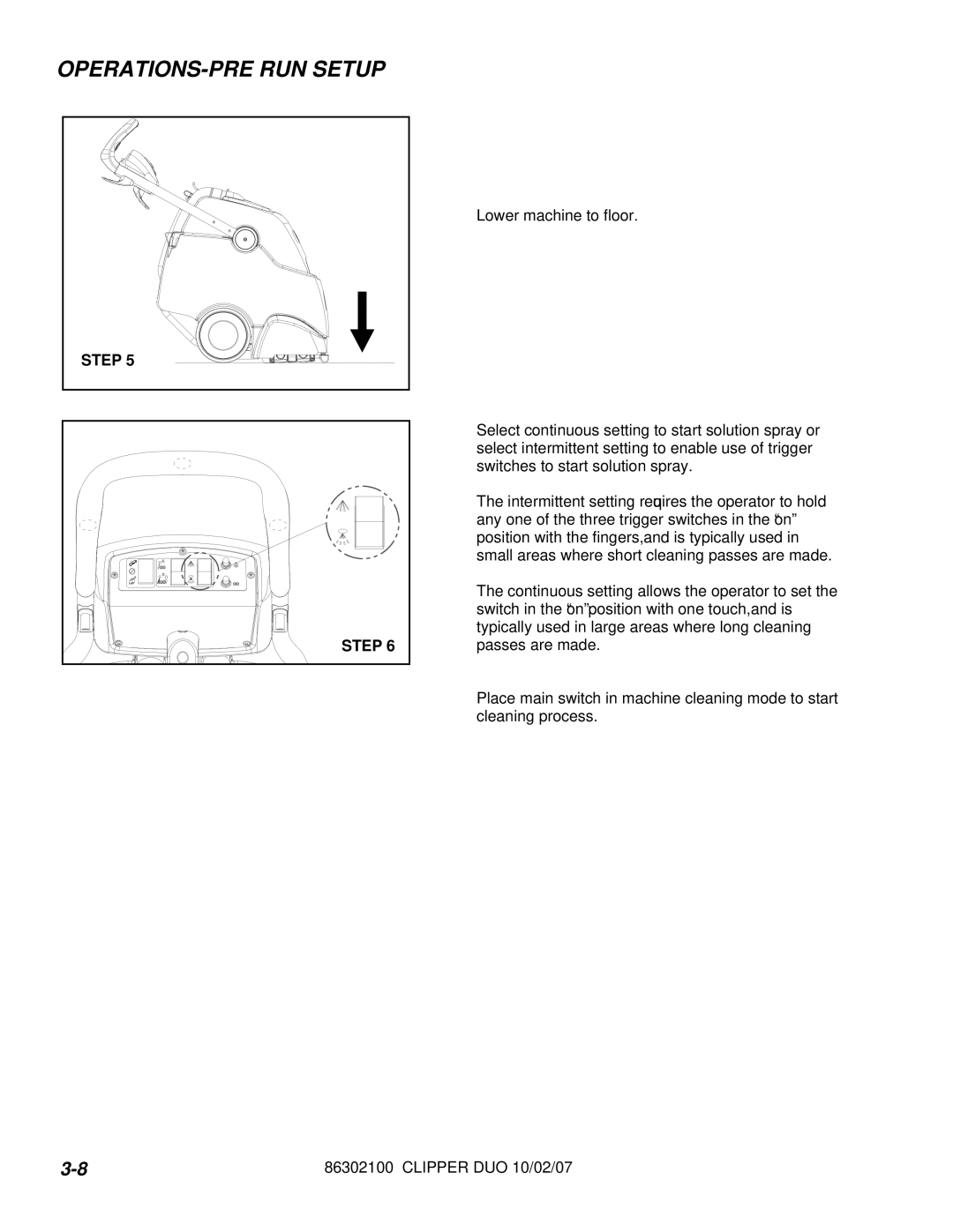 Windsor 10080480 operating instructions OPERATIONS-PRE RUN Setup 