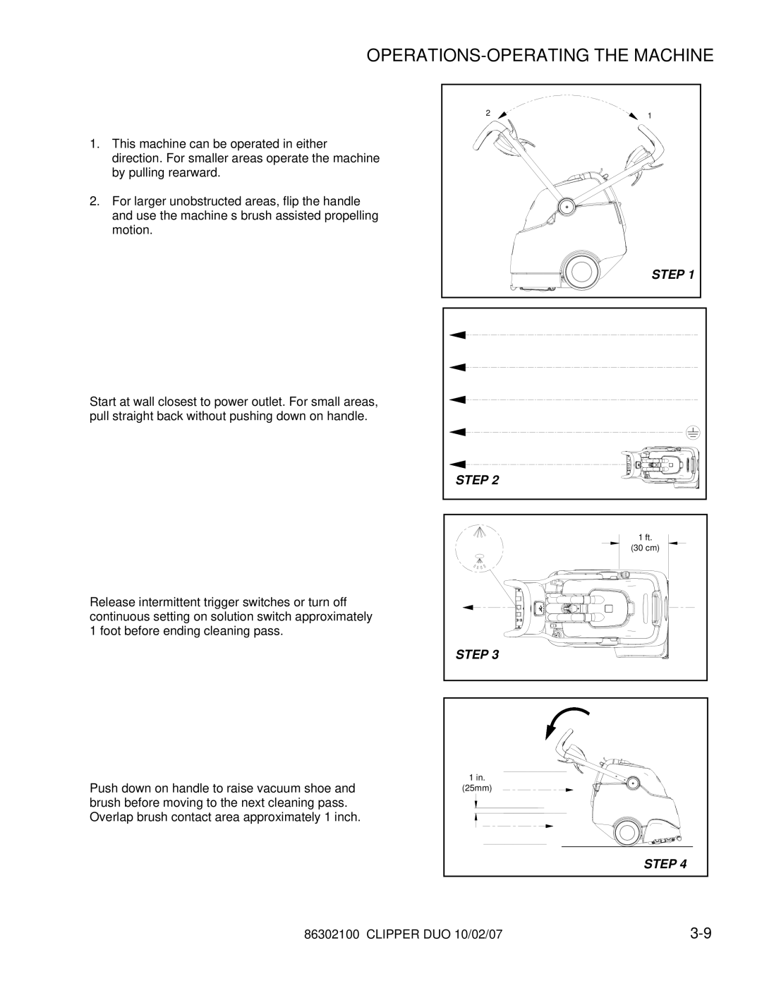 Windsor 10080480 operating instructions OPERATIONS-OPERATING the Machine 