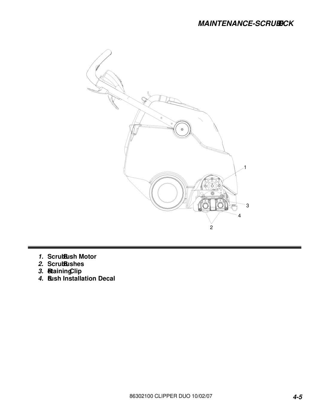 Windsor 10080480 operating instructions MAINTENANCE-SCRUB Deck 