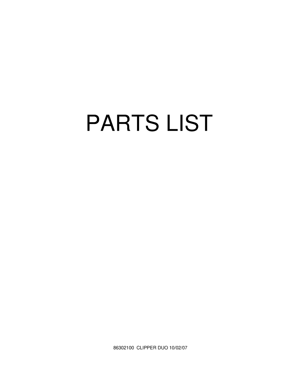 Windsor 10080480 operating instructions Parts List 