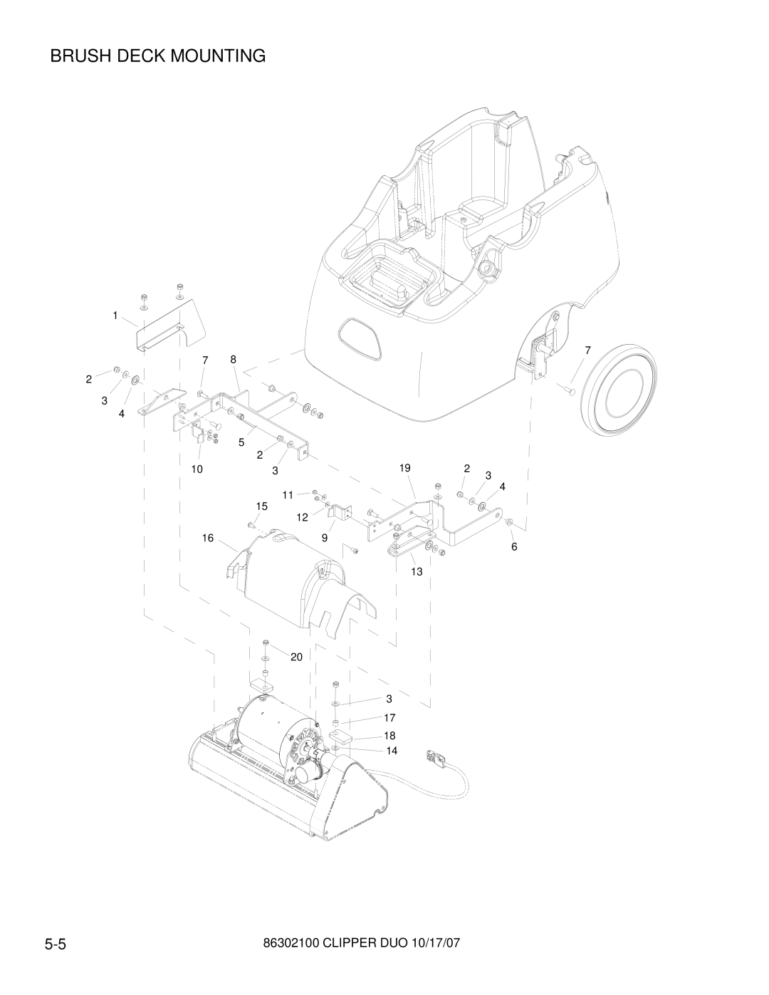 Windsor 10080480 operating instructions Brush Deck Mounting 