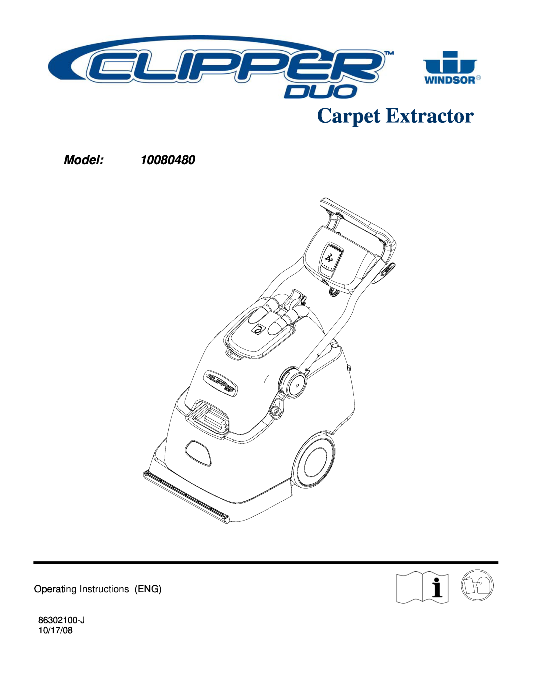 Windsor 10080480 operating instructions Model, Carpet Extractor 