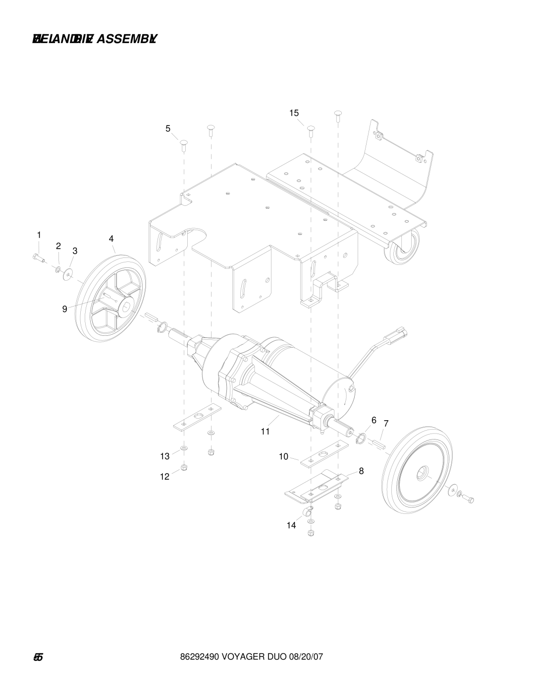 Windsor 10086130, 10086150 manual Wheel and Drive Assembly 