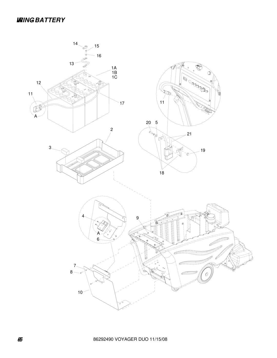 Windsor 10086130, 10086150 manual Wiring Battery 