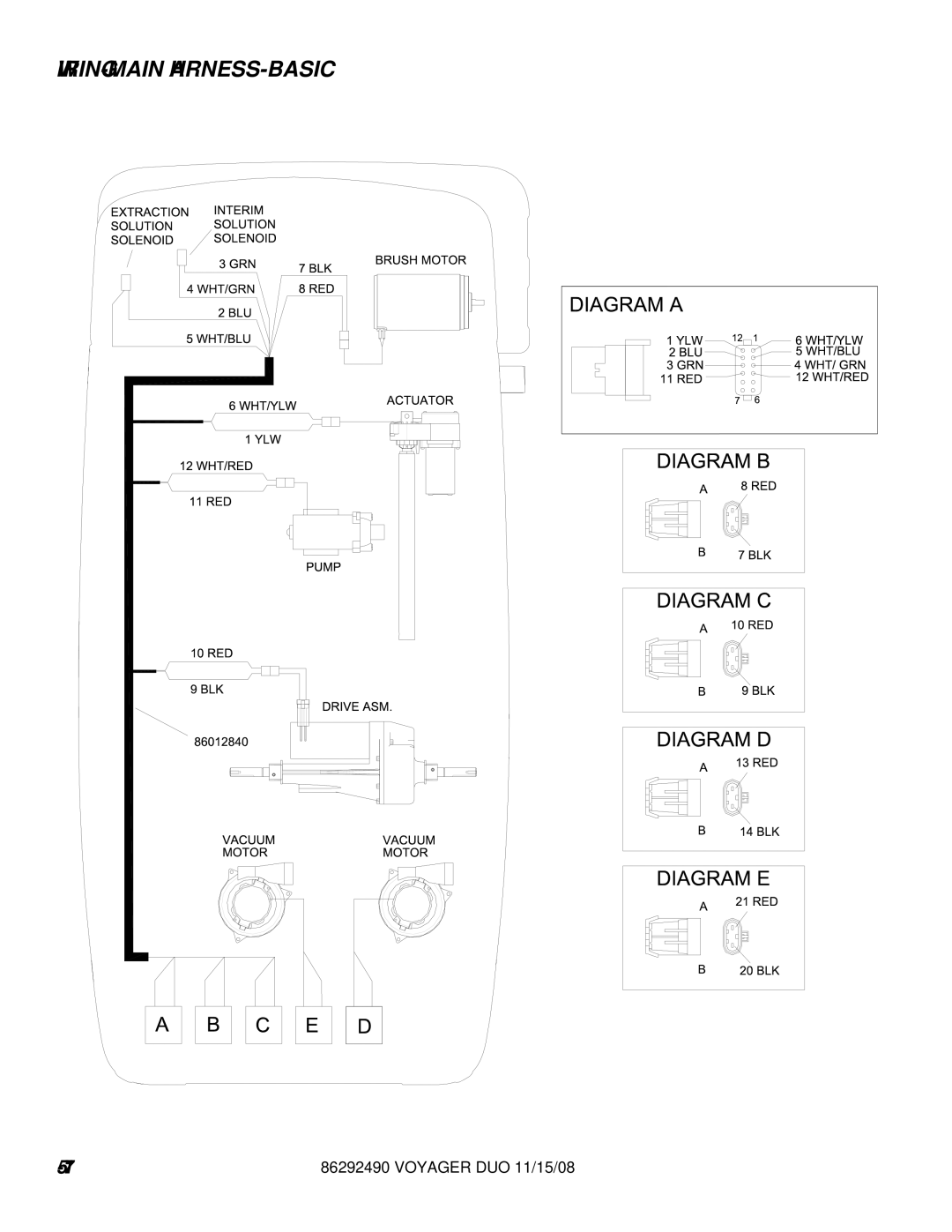 Windsor 10086130, 10086150 manual Wiring-Main Harness-Basic 