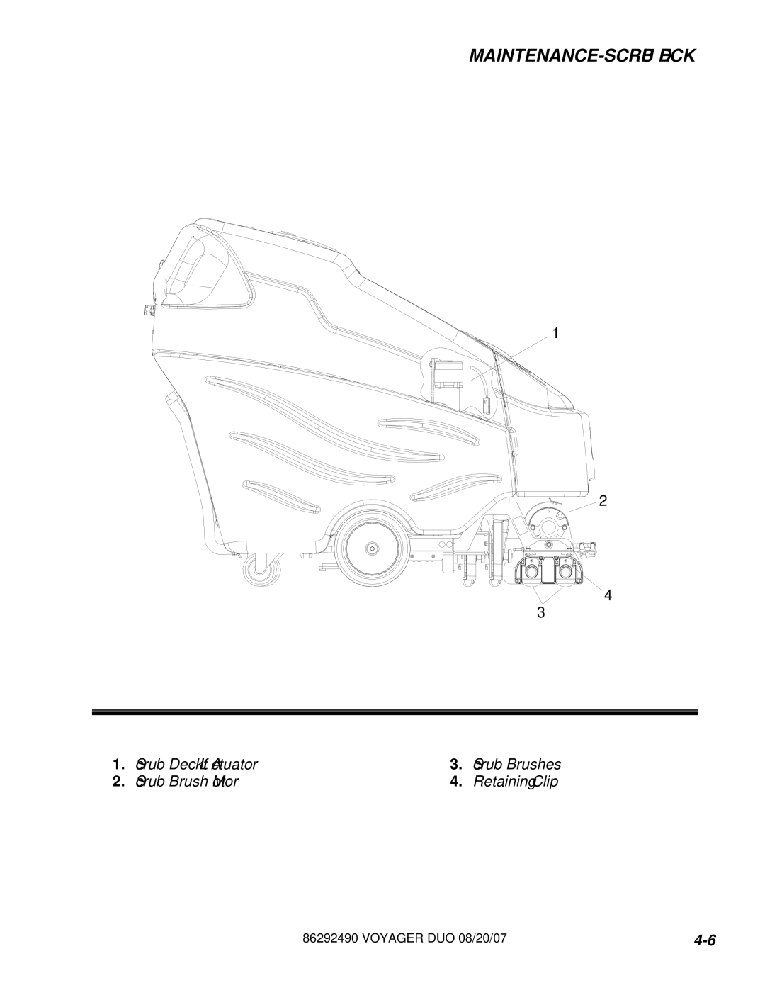 Windsor 10086150, 10086130 manual MAINTENANCE-SCRUB Deck 