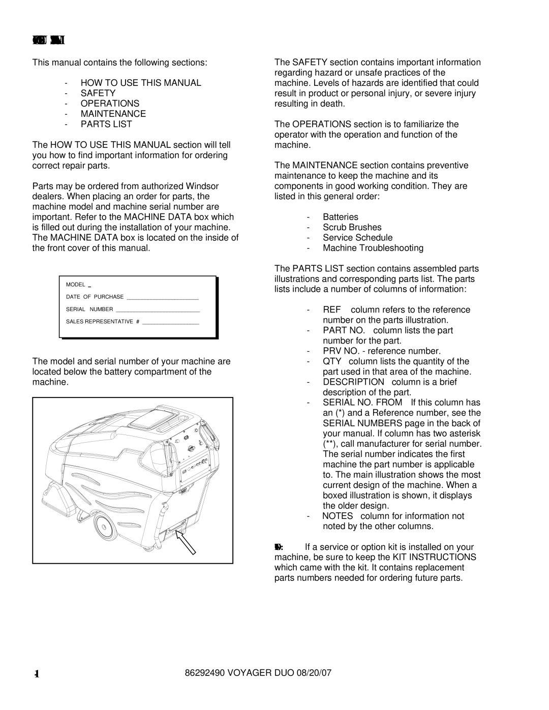 Windsor 10086130, 10086150 manual HOW to USE this Manual 