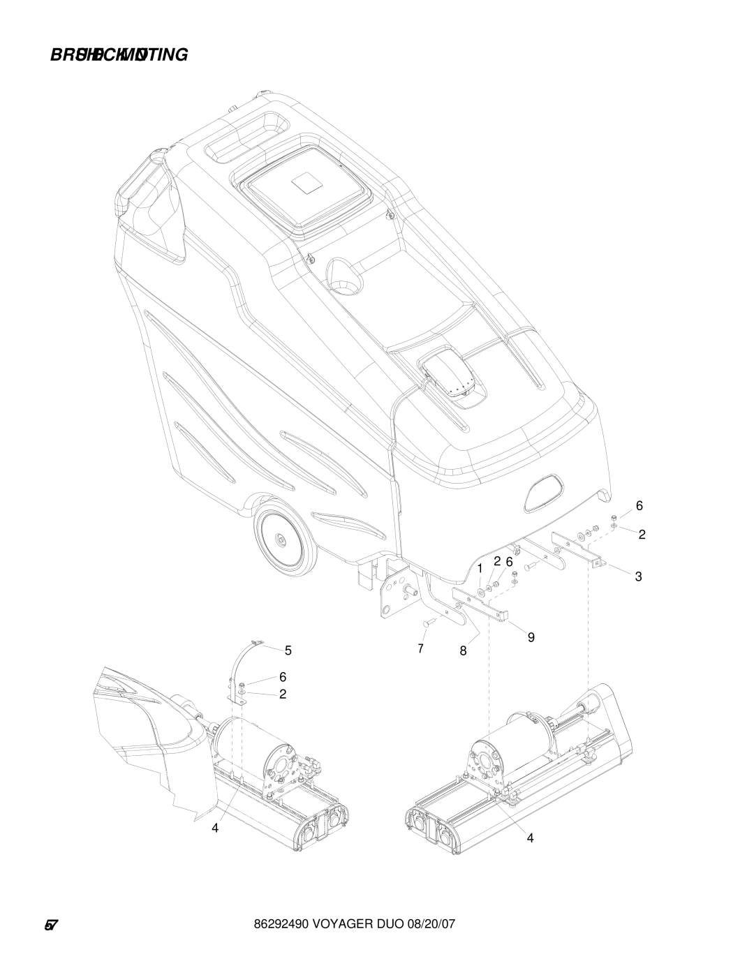 Windsor 10086130, 10086150 manual Brush Deck Mounting 