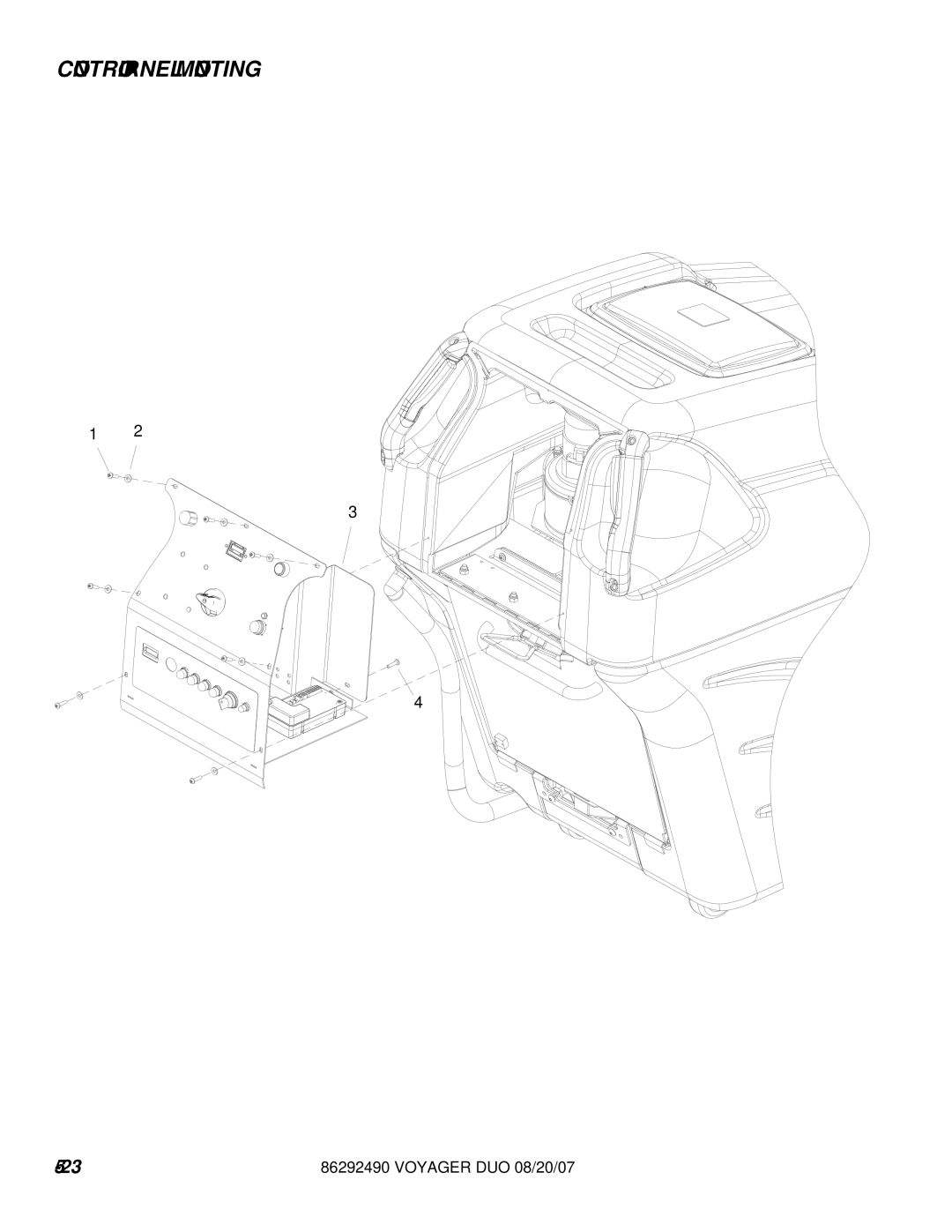 Windsor 10086130, 10086150 manual Control Panel Mounting 