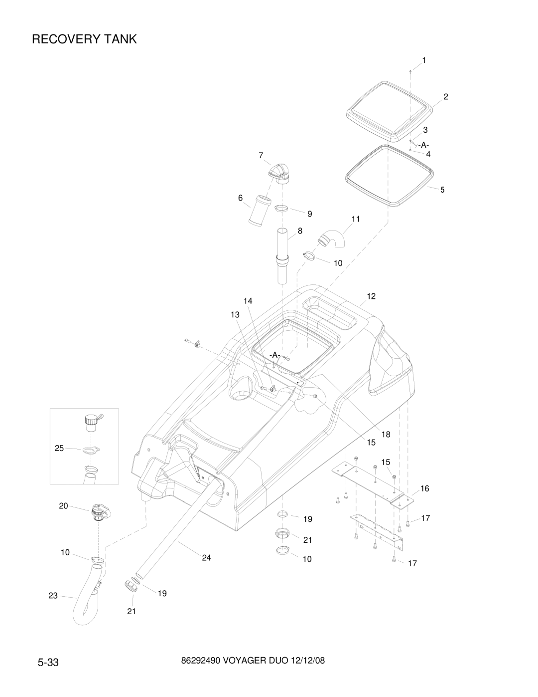 Windsor 10086130, 10086150 manual Recovery Tank 