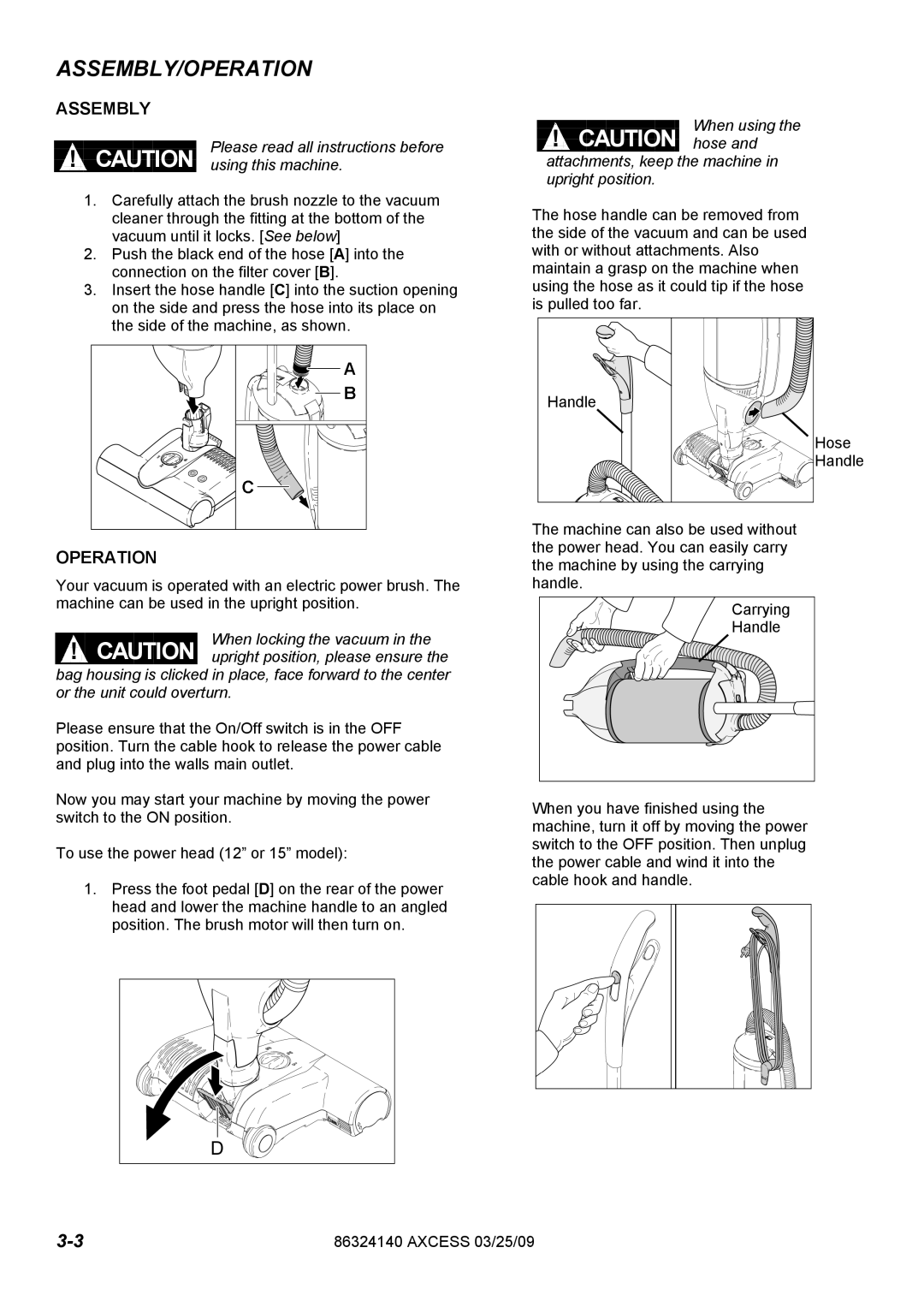 Windsor 1.012-061.0, 1.012-062.0 operating instructions Assembly/Operation 