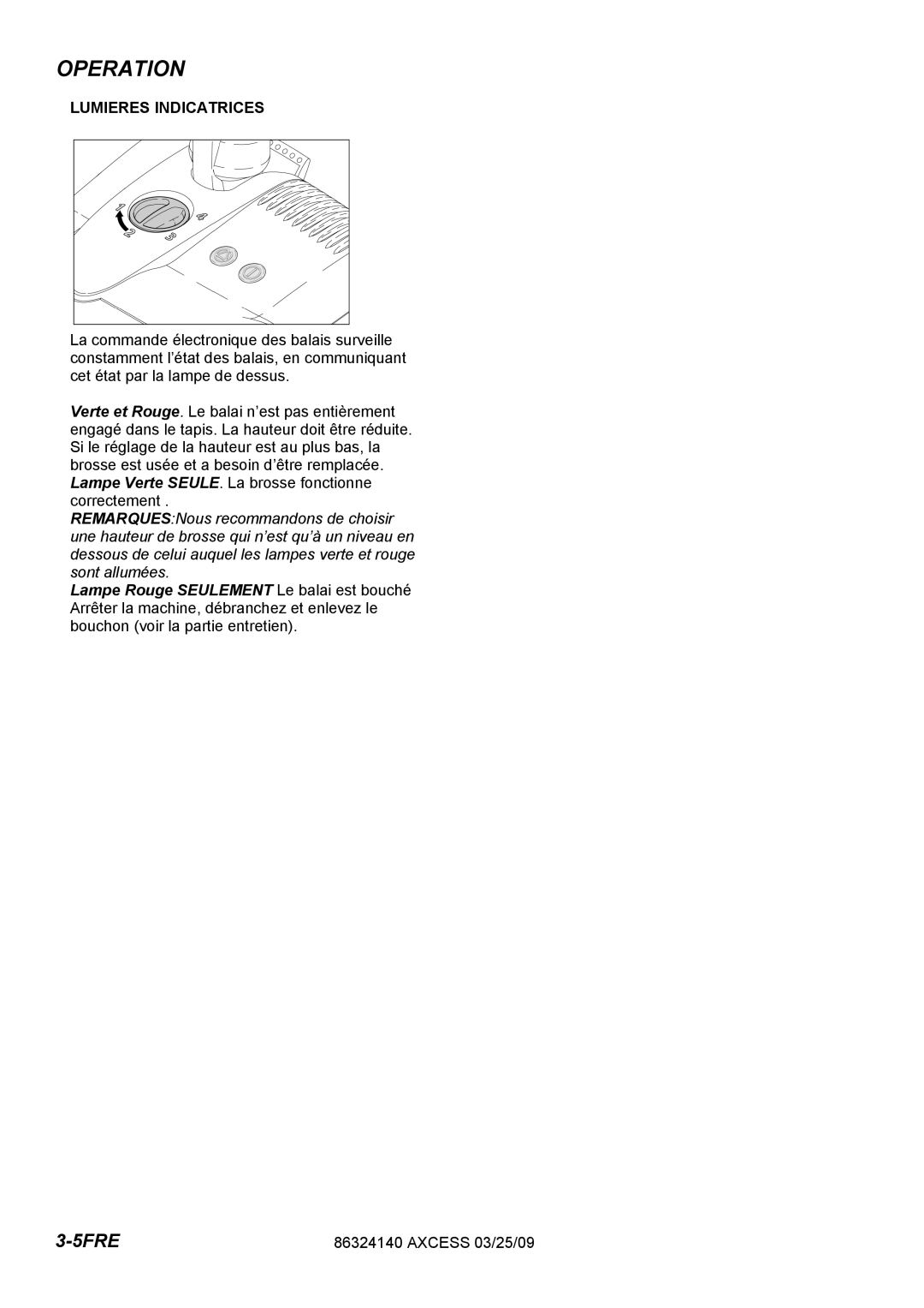 Windsor 1.012-061.0, 1.012-062.0 operating instructions 5FRE, Lumieres Indicatrices 