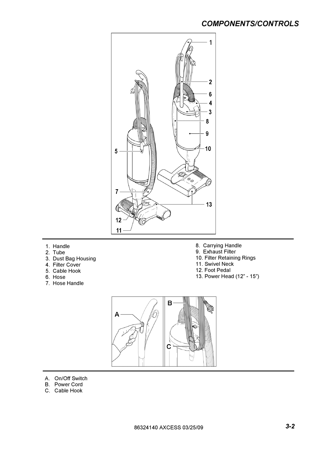 Windsor 1.012-062.0, 1.012-061.0 operating instructions Components/Controls 