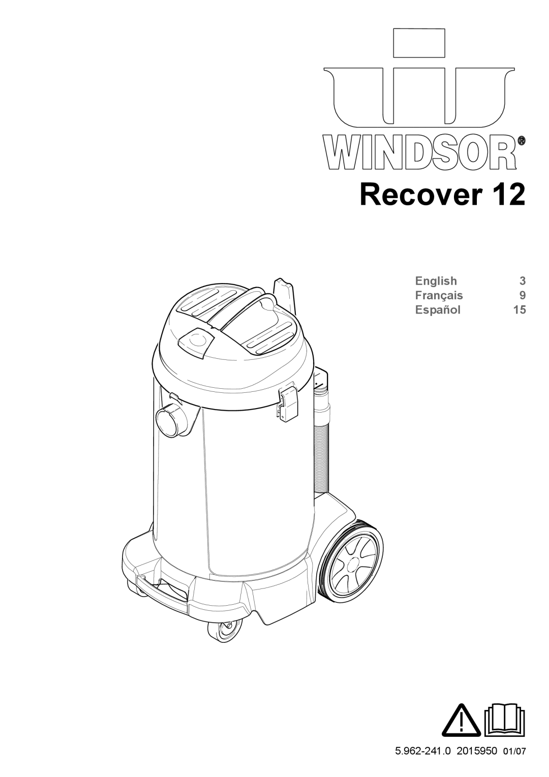 Windsor 12 manual Recover, English Français Español 