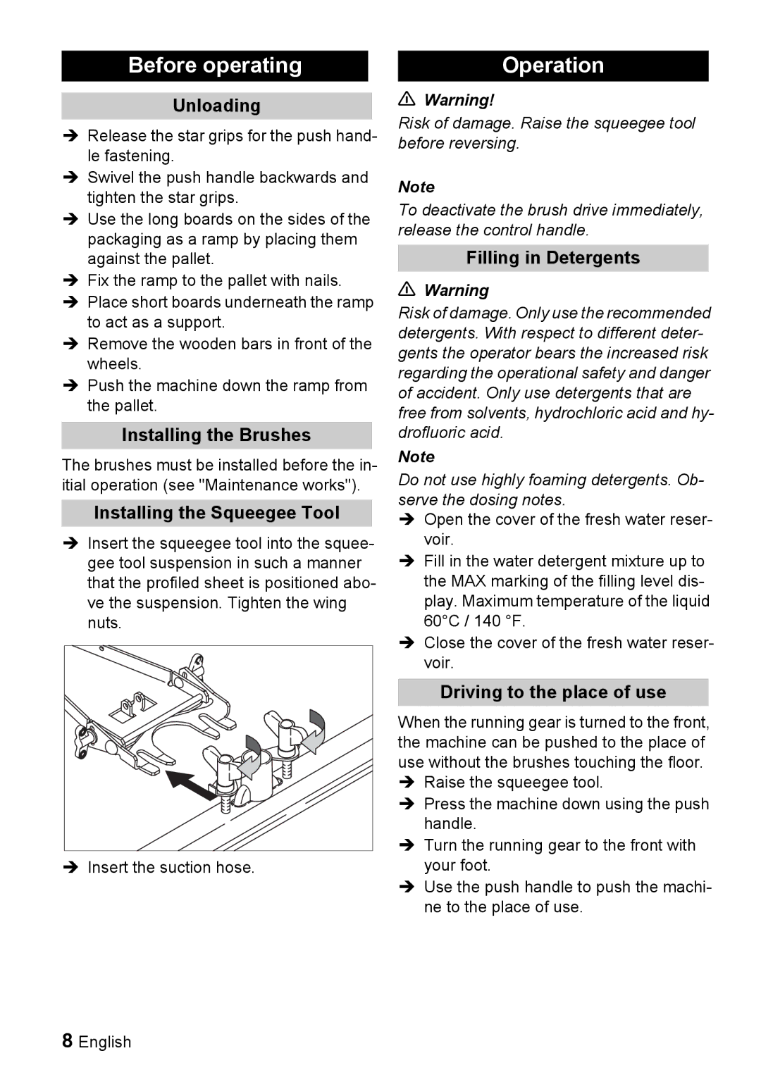 Windsor 16 manual Before operating Operation 