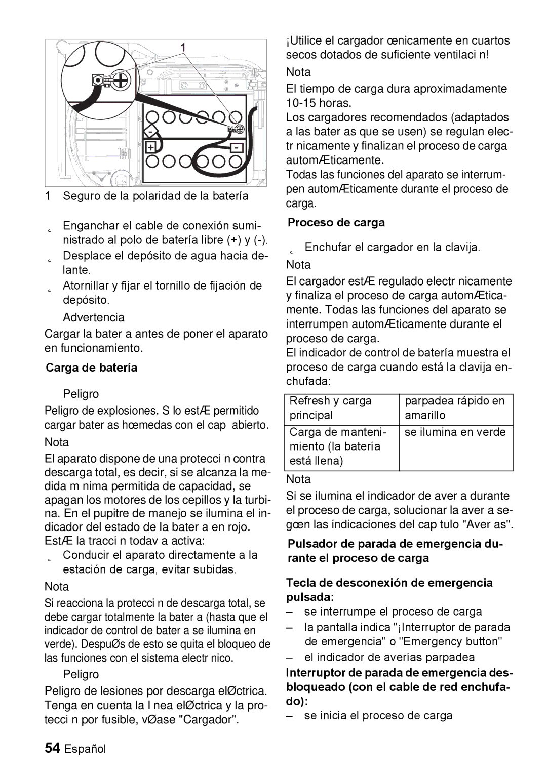 Windsor 22 SP manual Carga de batería, Proceso de carga 