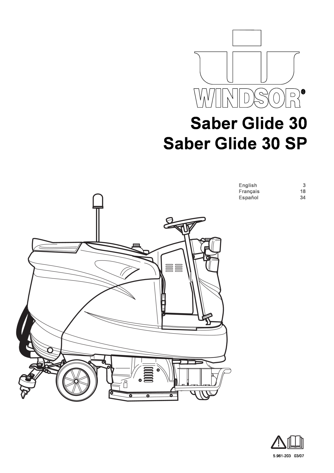 Windsor manual Saber Glide 30 Saber Glide 30 SP, English, Français, Español, 5.961-20303/07 