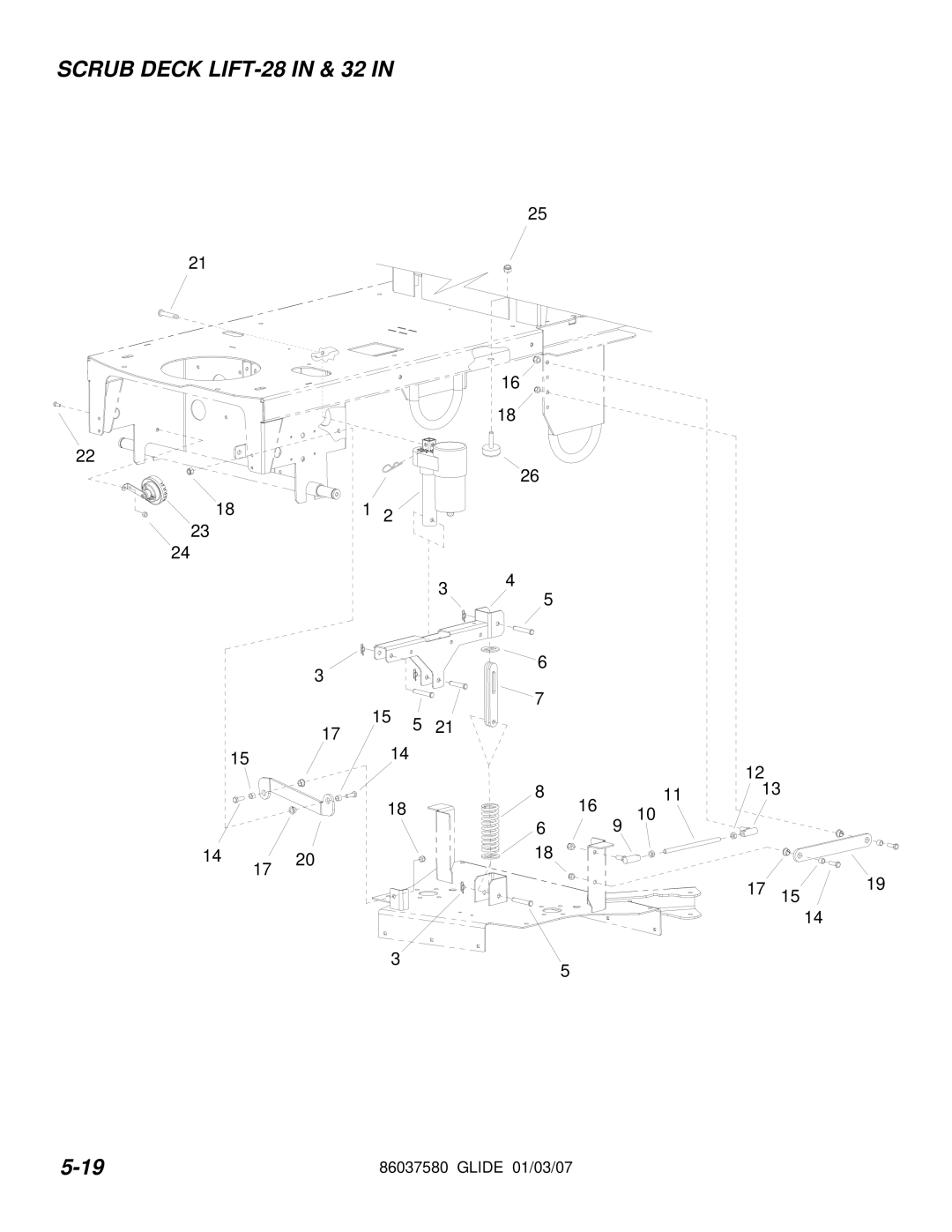 Windsor 86037580 manual Scrub Deck LIFT-28 in & 32 