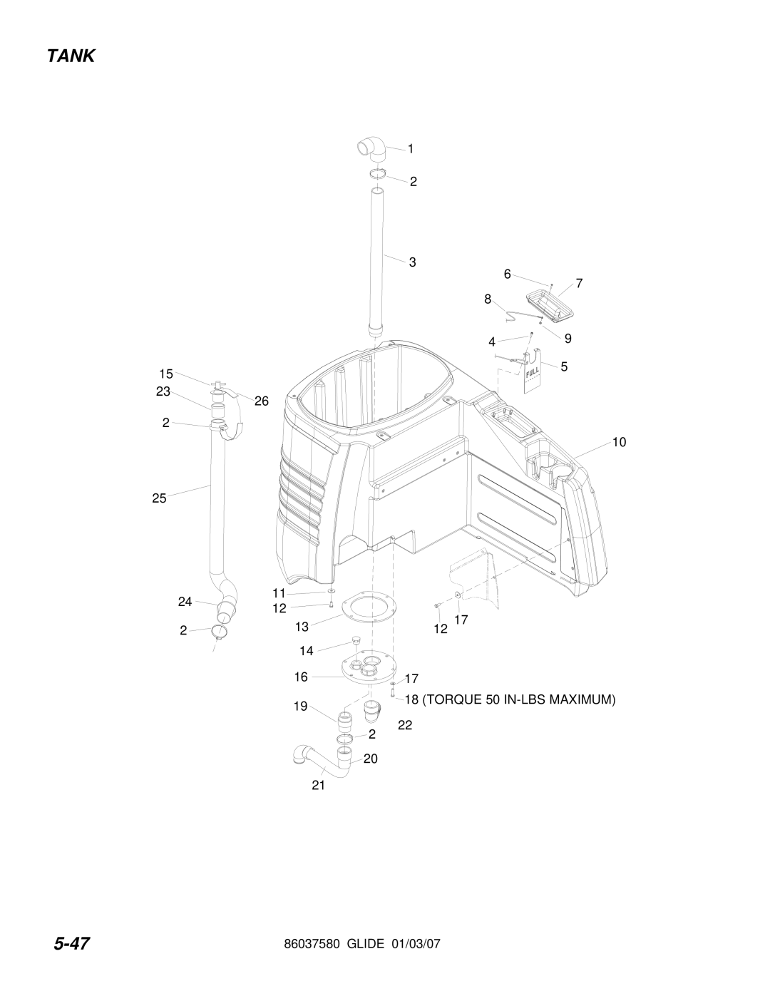 Windsor 86037580 manual Tank 