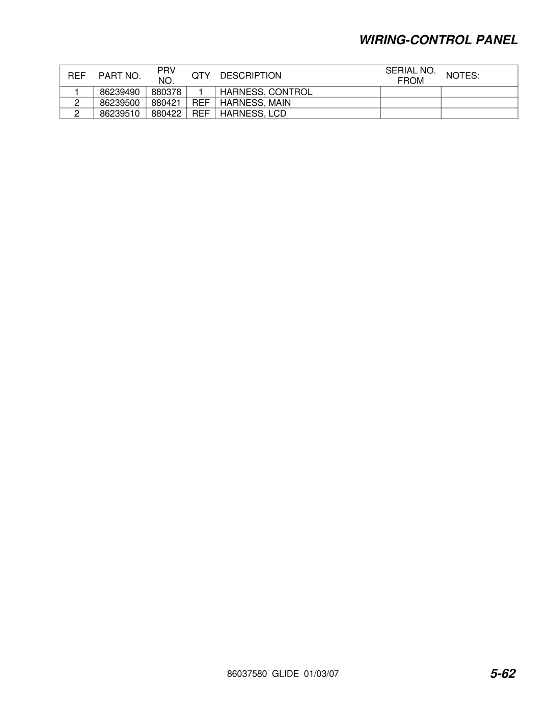 Windsor 86037580 manual HARNESS, Control, HARNESS, Main, Harness, Lcd 