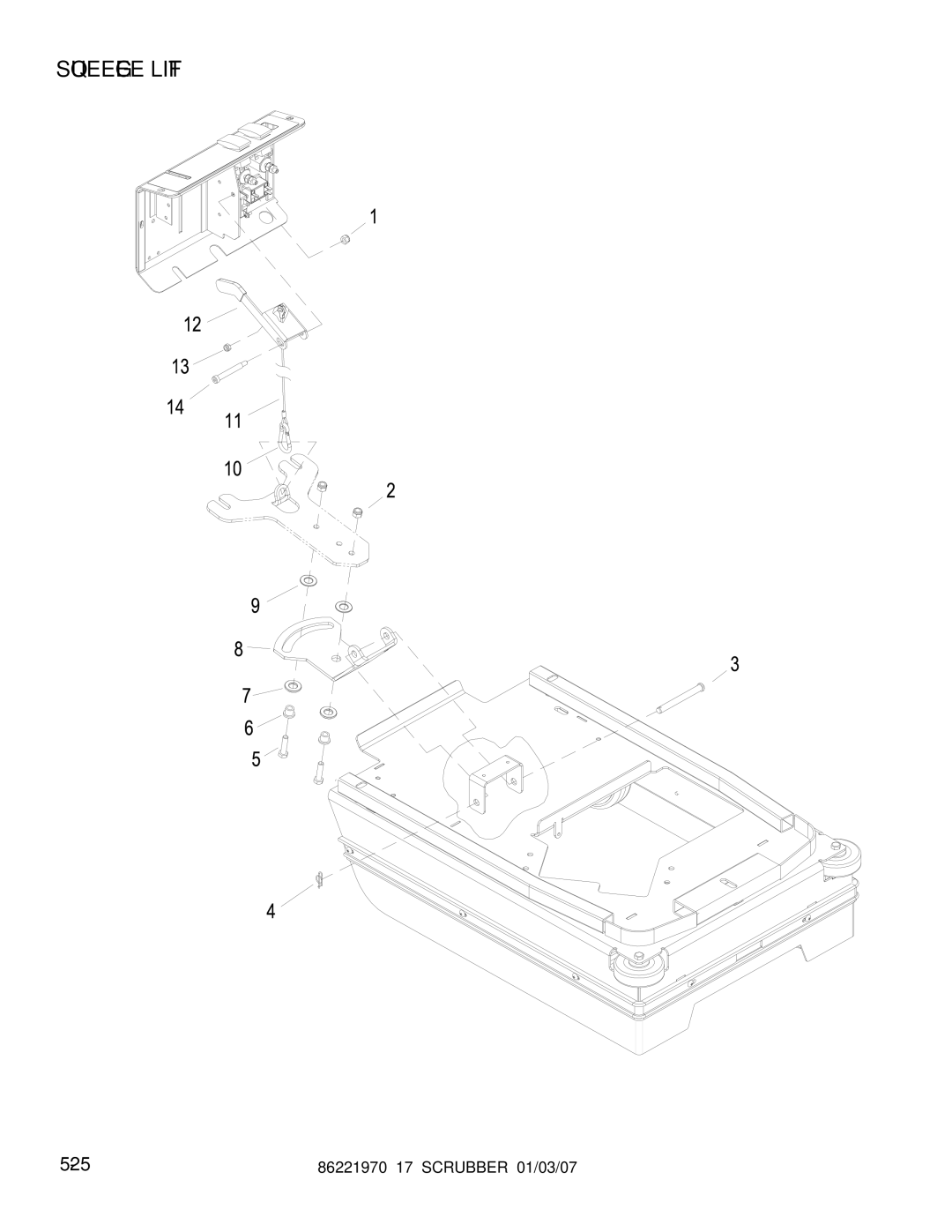 Windsor 86221970 manual Squeegee Lift 