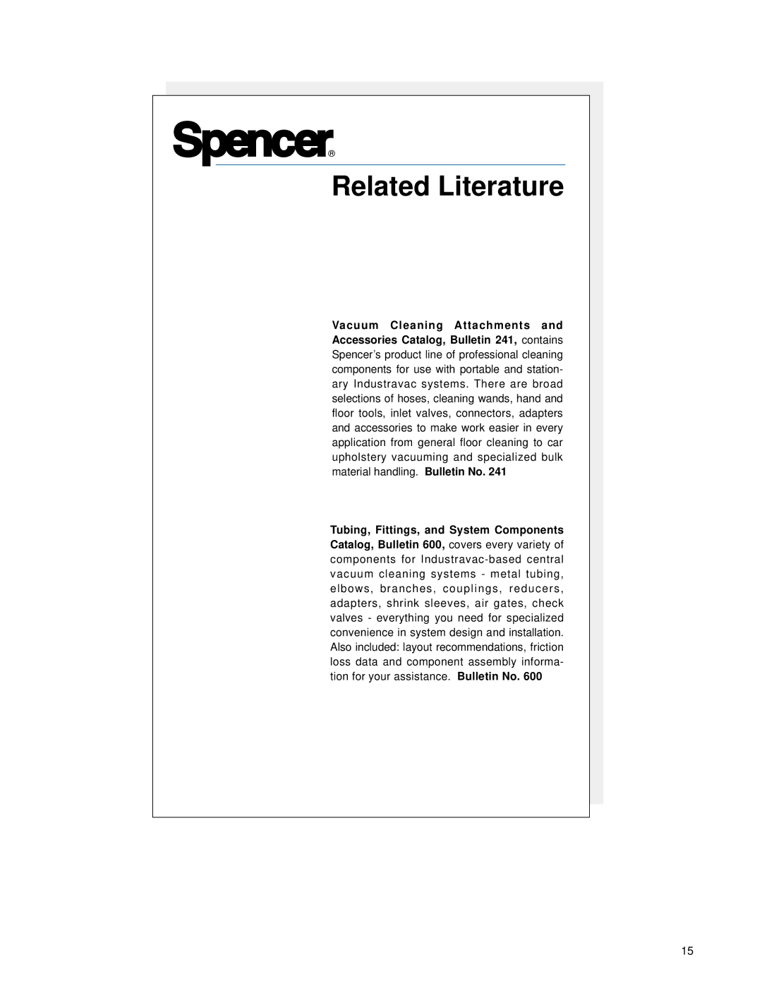 Windsor Model V, Model B, Model D, Model C operating instructions Related Literature, Vacuum Cleaning Attachments 